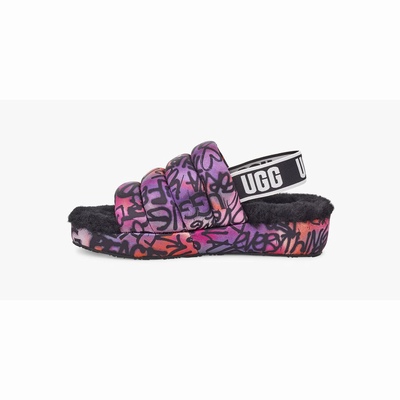 Chinelos UGG Puff Yeah Pop Graffiti Mulher Multicoloridas | PT-ETBLN